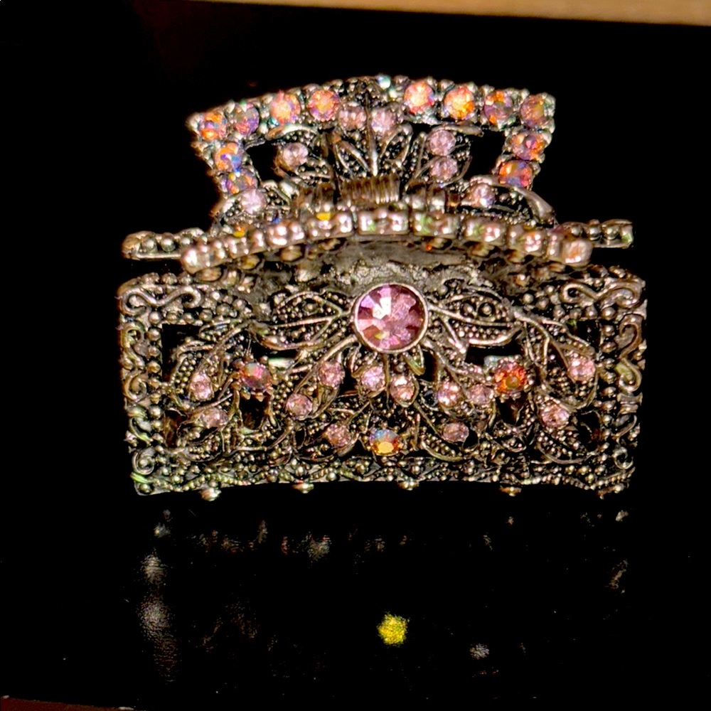 Elegant Silver and Pink Hair Clip